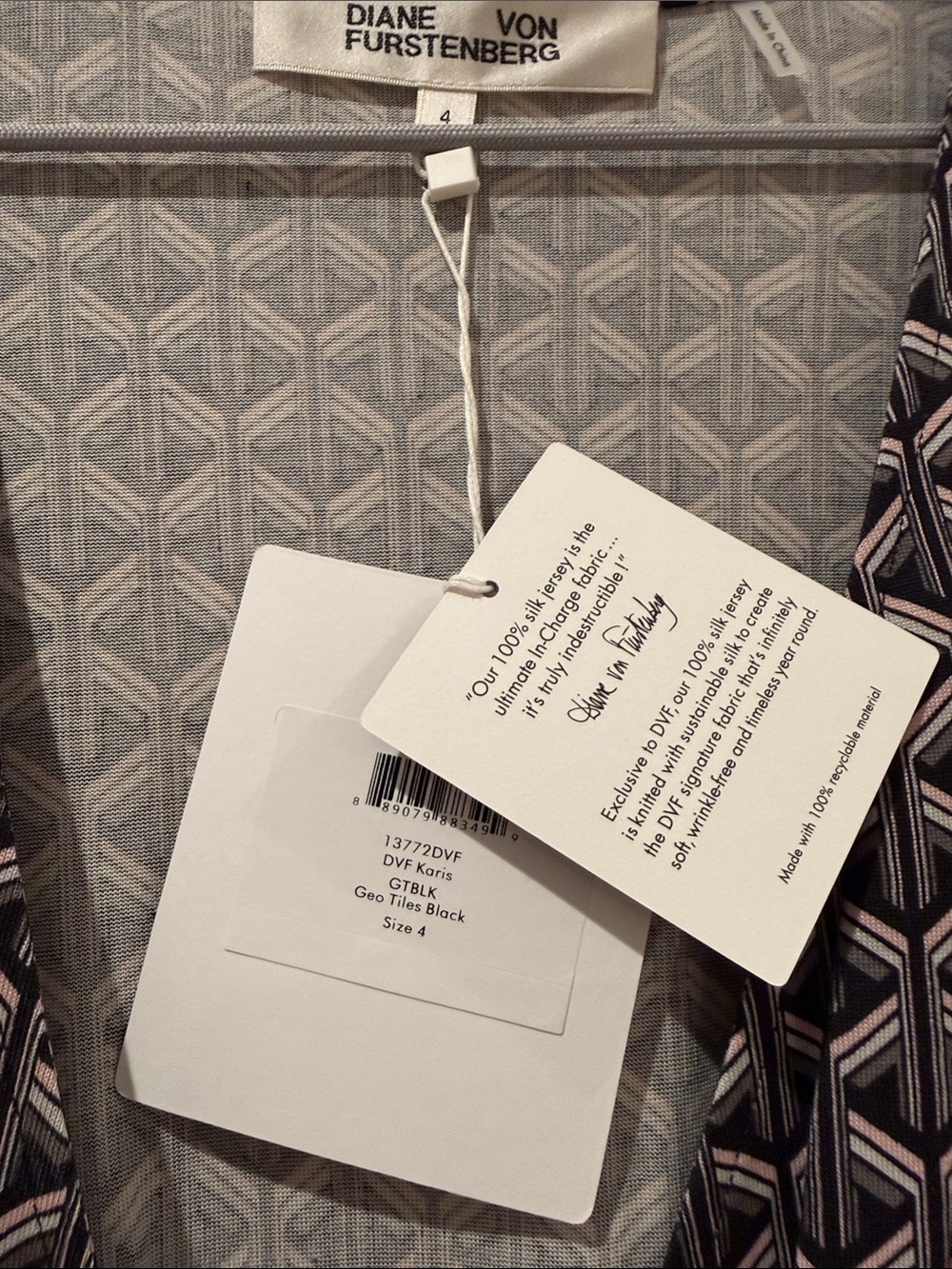 Diane Von Furstenberg Karis Geometric Long-Sleeve Wrap Dress - Picture 3 of 4